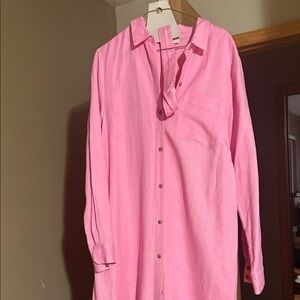 LOFT Pink Button-Front Shirt